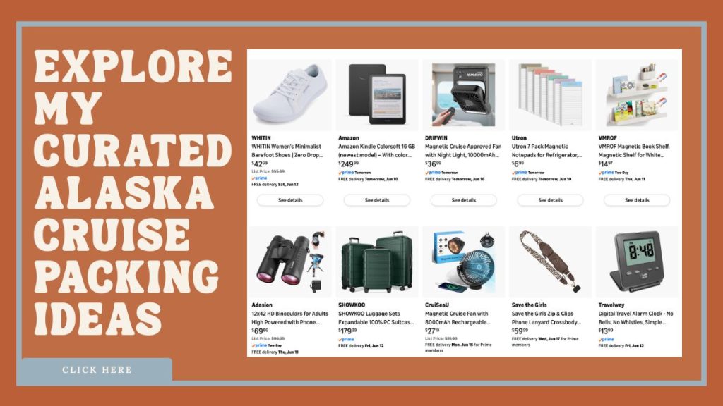 Cruise Coffee Hacks Every Coffee Lover Needs to Know image of my amazon storefront with a call to explore my curated alaska cruise packing ideas